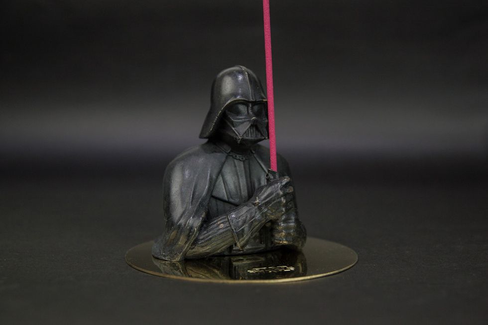 Darth vader, Figurine, Fictional character, Supervillain, Outerwear, Action figure, Statue, 