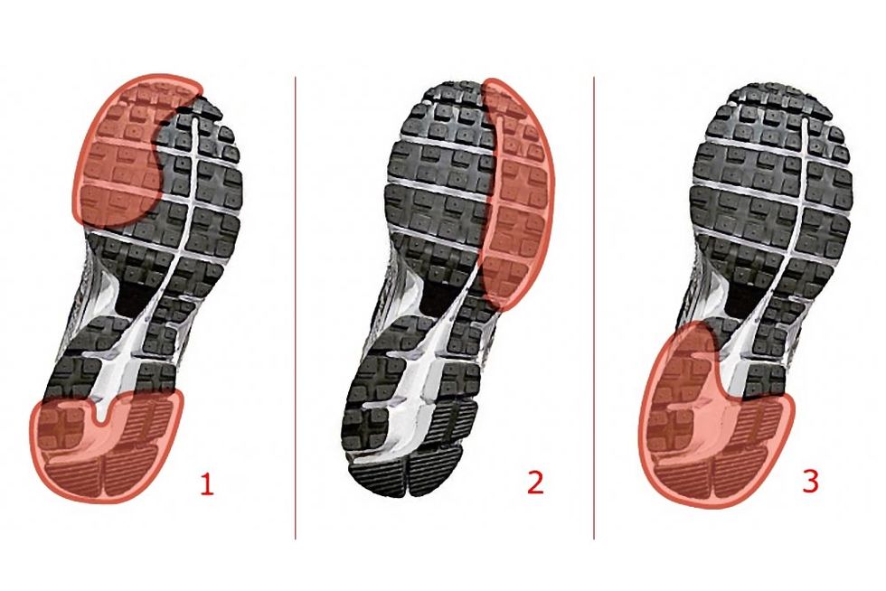 diagramma di consumo delle suole di una scarpa