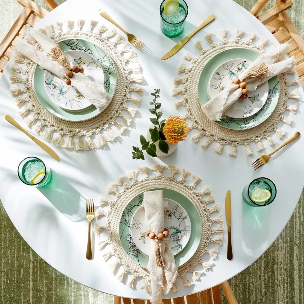 a table with plates and bowls