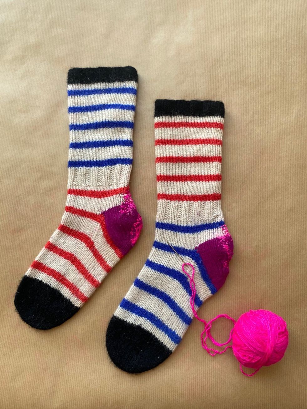 Sock, Wool, Product, Blue, Red, Pink, Footwear, Woolen, Knitting, Fashion accessory, 