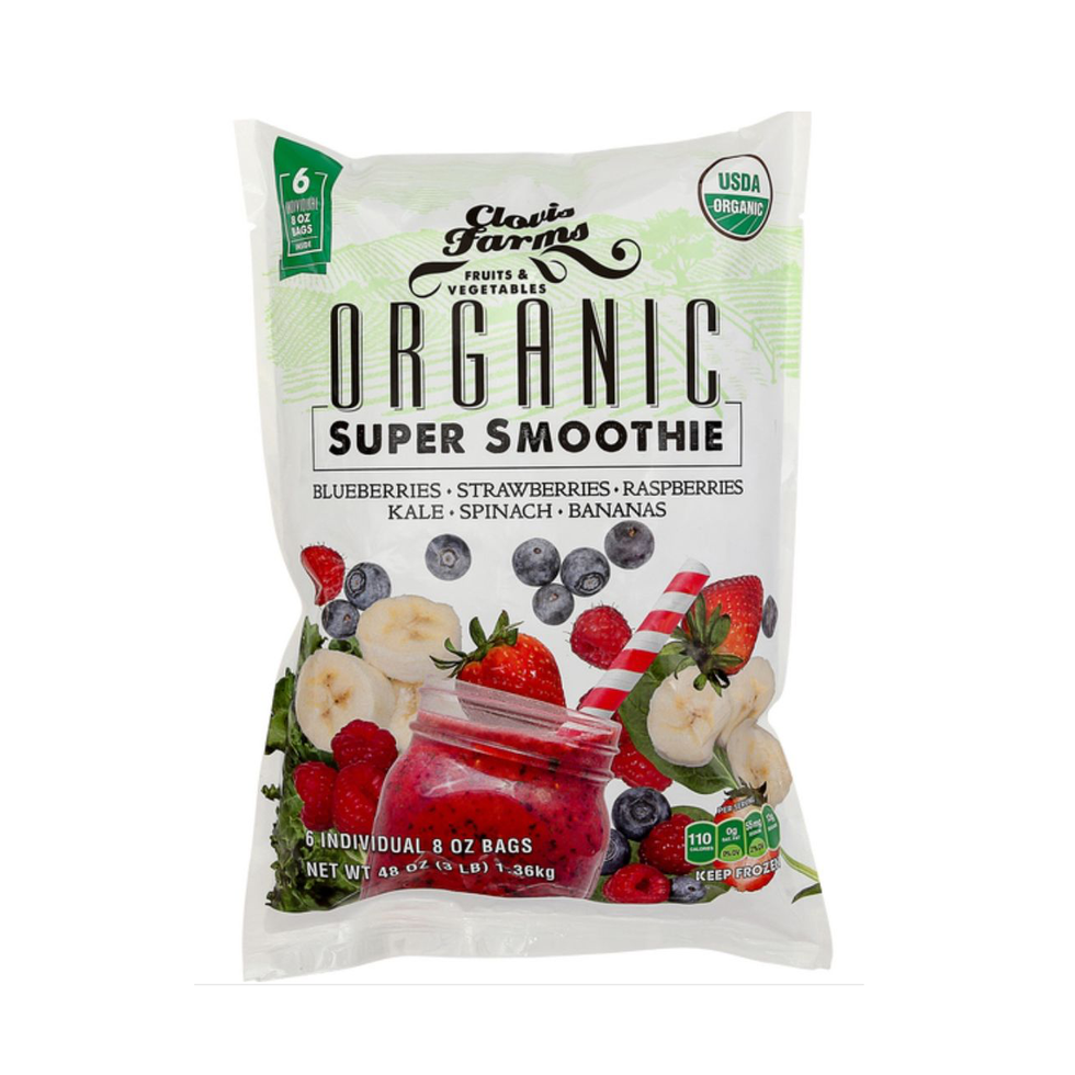 organic smoothie blend featuring various fruits and vegetables