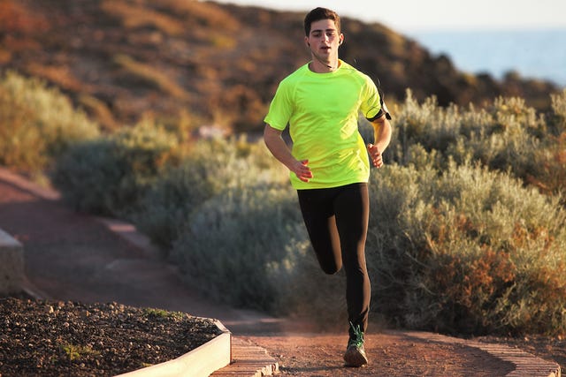 a man running on a path