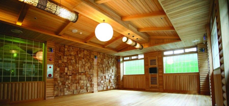 Ceiling, Property, Wood, Room, Building, Wood flooring, Interior design, Floor, Wood stain, Hardwood, 