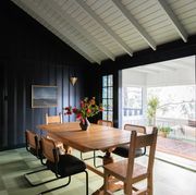 dining room with wooden dining table and dining chairs