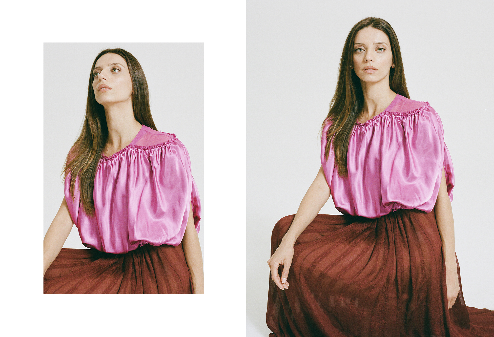 Clothing, Pink, Fashion, Magenta, Blouse, Dress, Textile, Sleeve, Fashion design, Neck, 
