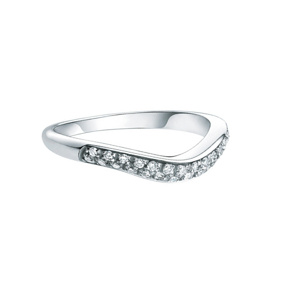 a silver ring with a diamond