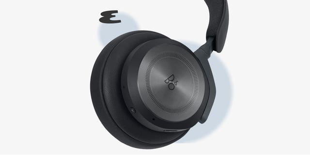 a pair of black overear headphones featuring a sleek design