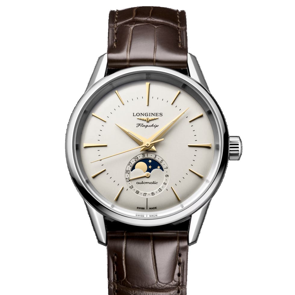 luxury automatic watch featuring a moon phase indicator