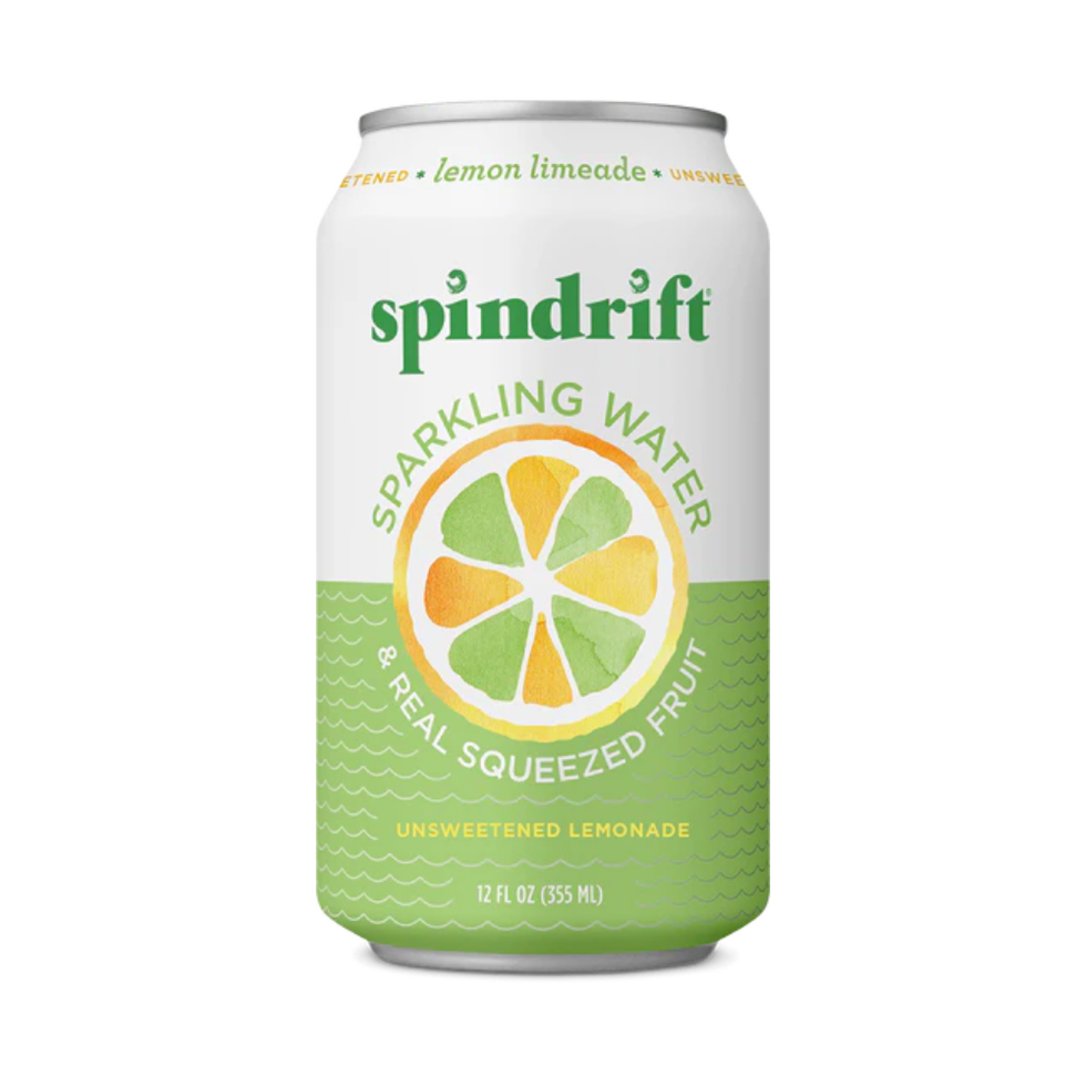 canned beverage labeled spindrift unsweetened lemon limeade sparkling water