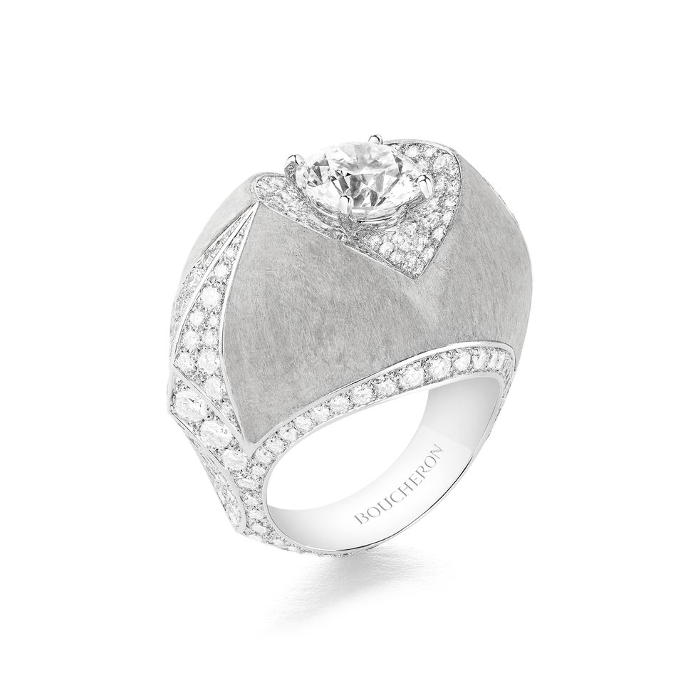 Ring, Jewellery, Fashion accessory, Diamond, Platinum, Engagement ring, Gemstone, Silver, Metal, Pre-engagement ring, 