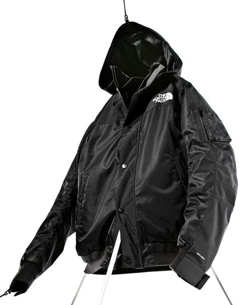 Jacket, Clothing, Outerwear, Sleeve, Windbreaker, Leather, Hood, Leather jacket, Rain suit, Raincoat, 