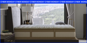 a luxurious bedroom setup featuring a large bed with a scenic view