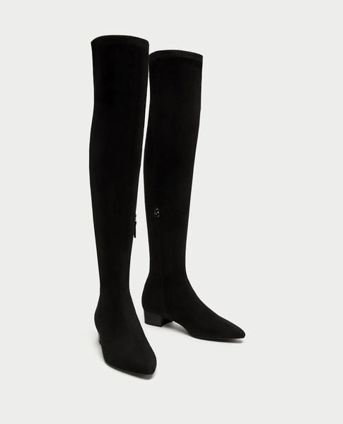 Footwear, Black, Boot, Knee-high boot, Shoe, Riding boot, Leg, Joint, Sock, Fashion accessory, 