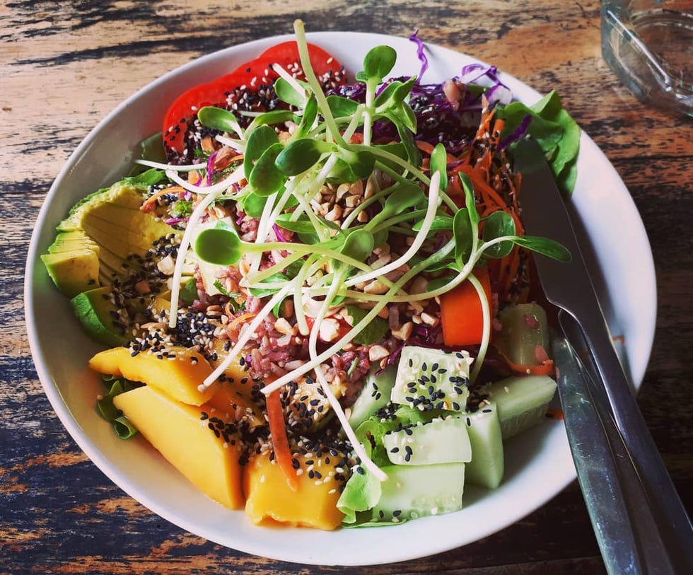 Dish, Food, Garden salad, Cuisine, Salad, Ingredient, Lunch, Vegan nutrition, Produce, Vegetarian food, 