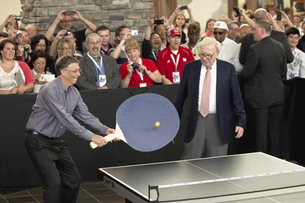 Bill Gates Warren Buffett Playing Ping Pong 