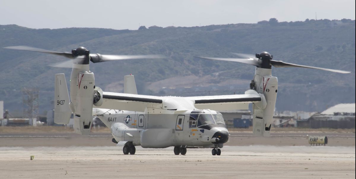 san diego june 22, 2020the first cmv 22b osprey assigned to fleet logistics multi mission squadron vrm 30 lands at naval air station north island vrm 30 was established in late 2018 to begin the navy’s transition from the c 2a greyhound, which has provided logistics support to aircraft carriers for four decades, to the cmv 22b, which has an increased operational range, greater cargo capacity, faster cargo loadingunloading, increased survivability and enhanced beyond line of sight communications compared to the c 2a  us navy photo by mass communication specialist 2nd class chelsea d meiller released 200622 n gr718 1301
