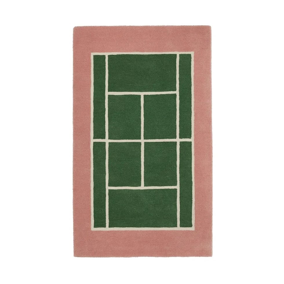 rectangular area rug with a geometric design