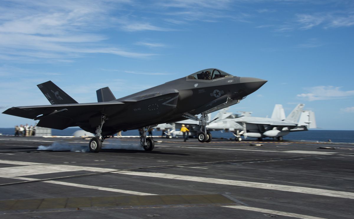 210128 n ss900 1274 pacific ocean jan 28, 2021 an f 35c lightning ii from strike fighter squadron vfa 147 lands on the flight deck of nimitz class nuclear aircraft carrier uss carl vinson cvn 70 vinson is currently underway in the pacific ocean conducting routine operations in the us third fleet us navy photo by mass communication specialist 3rd class aaron t smith