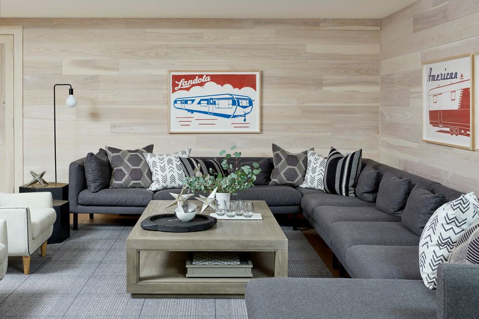 lounge with gray sectional