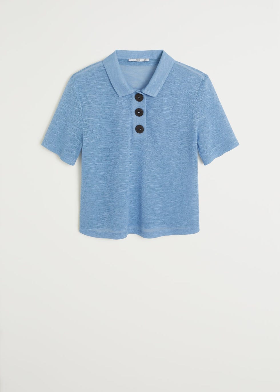 Clothing, Blue, White, Sleeve, Aqua, T-shirt, Collar, Turquoise, Azure, Product, 