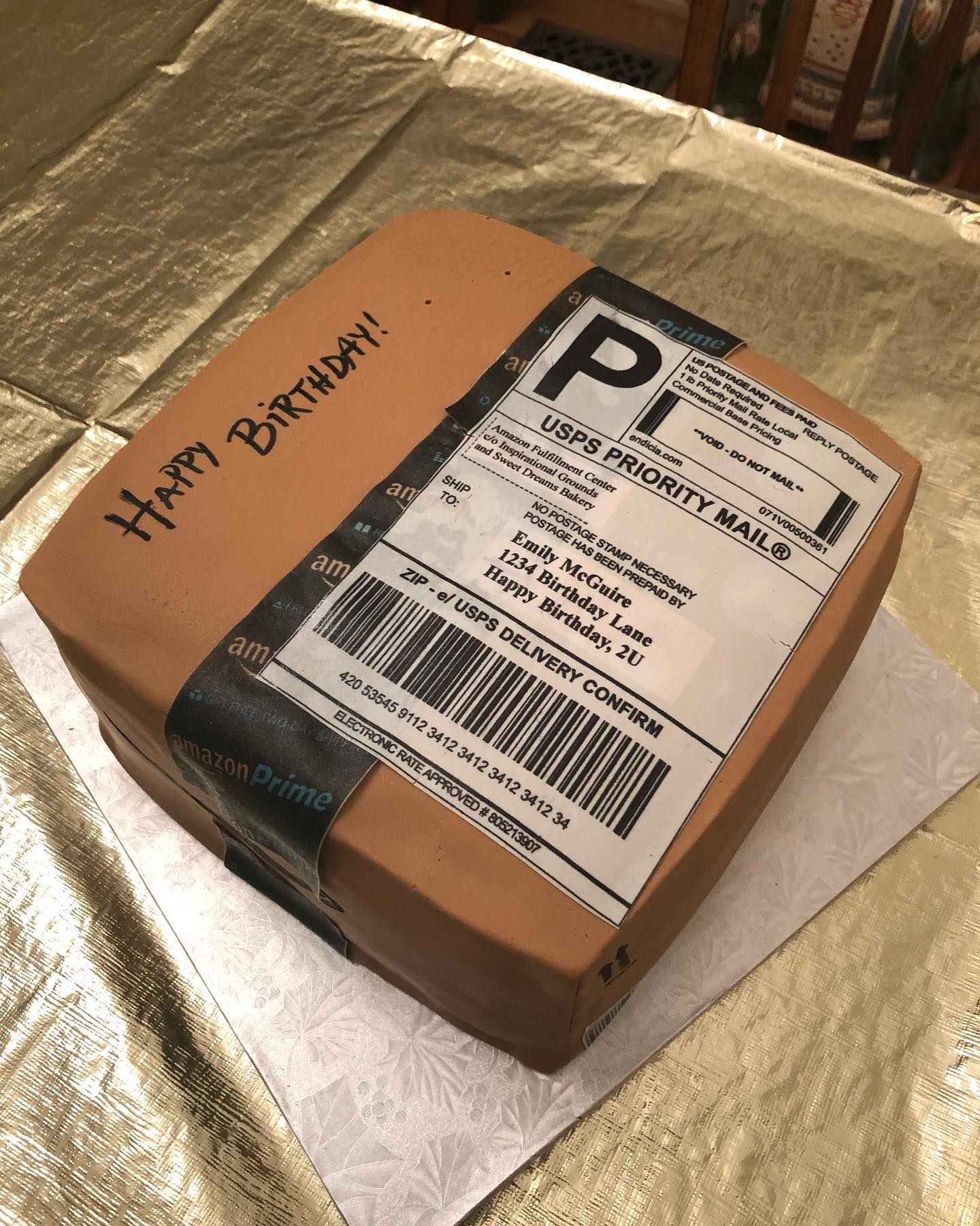 Birthday cake designed to replicate Amazon Package. : r/mildlyinteresting