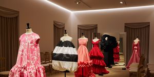 a room with dresses and dresses