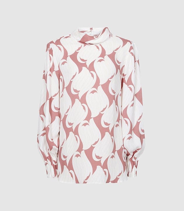 Reiss Adina swirl printed top