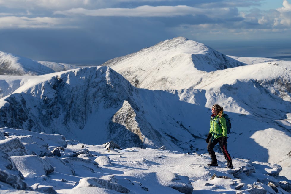 winter hill walking in the carneddau, snowdonia