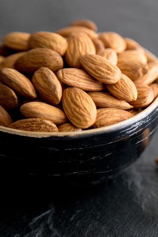 Food, Nut, Almond, Nuts & seeds, Superfood, Ingredient, Apricot kernel, Plant, Produce, Cuisine, 