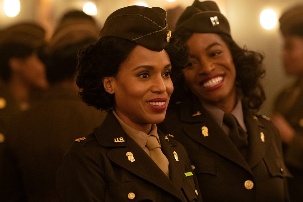 the six triple eight l r kerry washington as major charity adams and milauna jackson as lt campbell in the six triple eight cr laura radford perry well films 2 courtesy of netflix