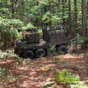 Project Origin at JRTC the project origin vehicle, a surrogate for army robotic combat vehicles, is seen at the joint readiness training center at fort polk, louisiana, in september 2021