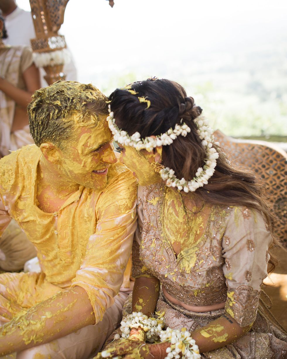 Yellow, Tradition, Bride, Interaction, Ceremony, Dress, Marriage, Event, Happy, Wedding dress, 