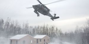alaska air national guardsmen with the 212th rescue squadron and alaska army national guardsmen with the 1st battalion, 207th aviation regiment, participate in a mass casualty training event at joint base elmendorf richardson, alaska, nov 21, 2017 during the exercise, the rescue operators located, assessed, treated and evacuated numerous casualties while engaging and eliminating multiple attacks from opposition forces us air force photo by alejandro peña