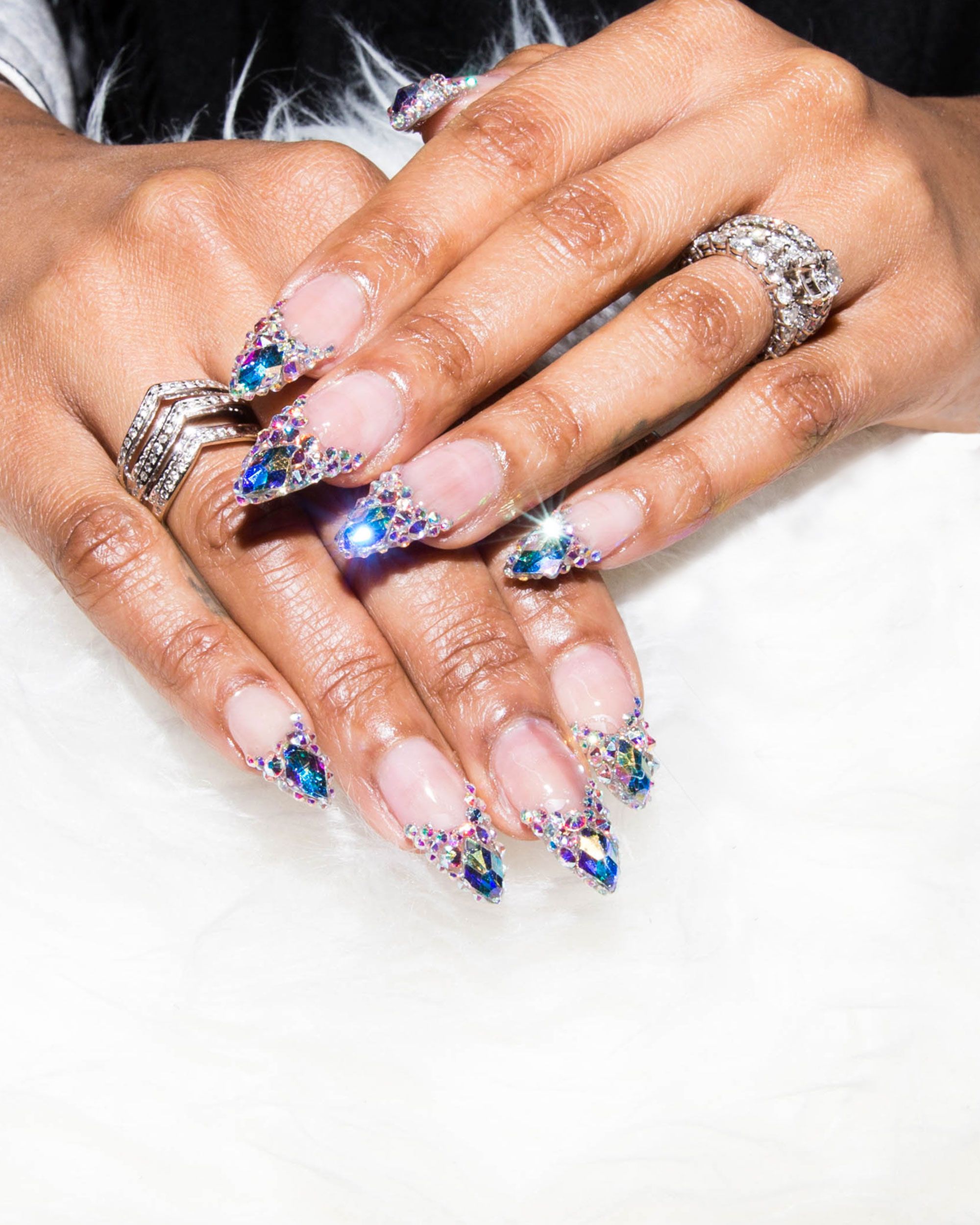 Cardi B Red Nail Art, Stones, Studs Nails | Steal Her Style