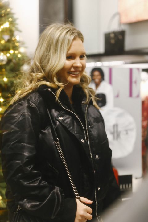 Jacket, Outerwear, Christmas decoration, Street fashion, Blond, Leather, Leather jacket, Holiday, Christmas, Long hair, 