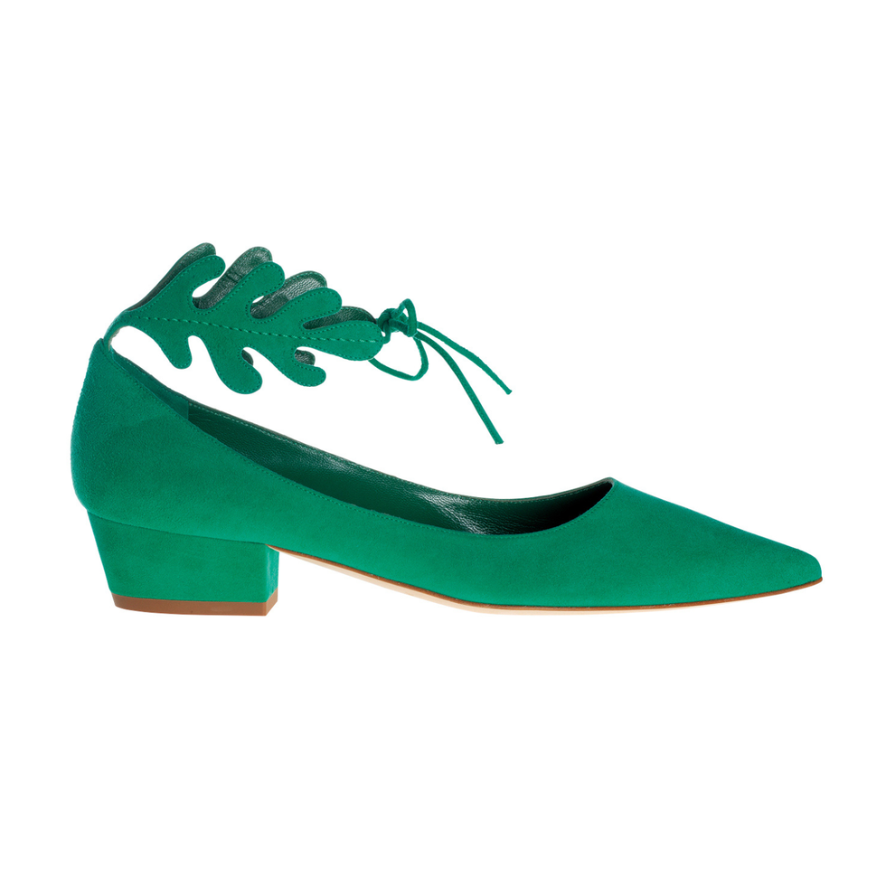 a pair of green shoes