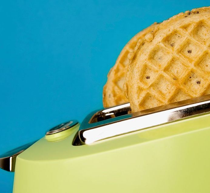Top frozen waffles with nut butter to make them healthier.