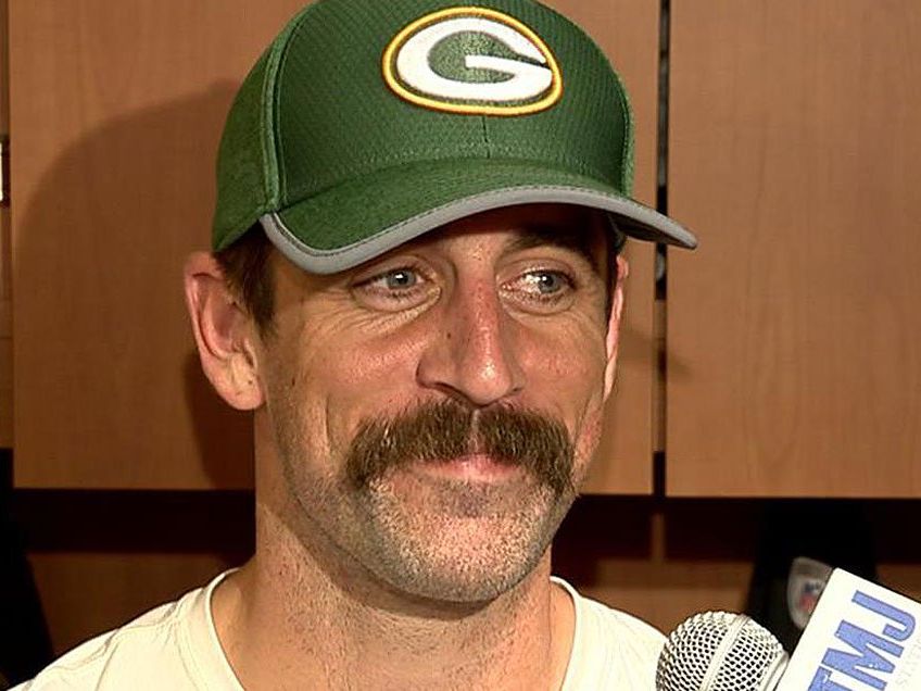1980s Porn Star Male Don - Aaron Rodgers Grew a '70s Porn Star Mustache, and the Internet Is Deeply  Impressedâ€‹ | Men's Health