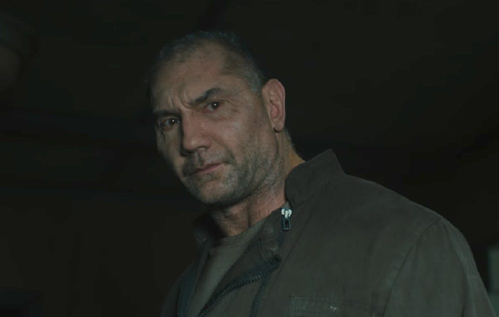 The small glasses of Sapper Morton (Dave Bautista) in Blade Runner