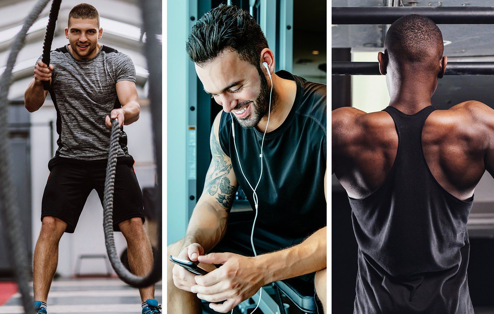 Premium Photo Muscular Man Working Out On The Battle Ropes In A Gym