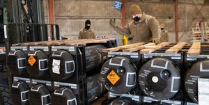 airmen and civilians from the 436th aerial port squadron palletize ammunition, weapons and other equipment bound for ukraine during a foreign military sales mission at dover air force base, delaware, jan 21, 2022 since 2014, the united states has committed more than $54 billion in total assistance to ukraine, including security and non security assistance the united states reaffirms its steadfast commitment to ukraine’s sovereignty and territorial integrity in support of a secure and prosperous ukraine us air force photo by mauricio campino
