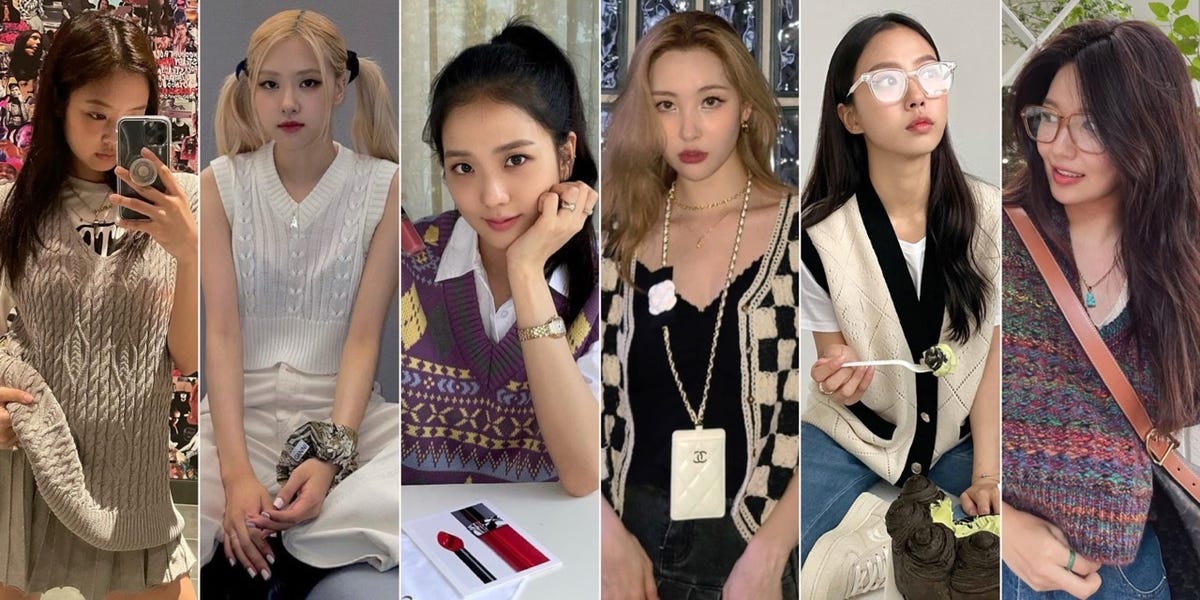 韓国ファッション ニットベスト パンツ コーデ トレンド ニットベスト」を使った韓国風コーデ5選♡マネするだけ！簡単に