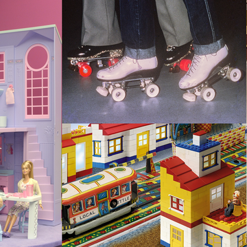 a collage of a child's toy house