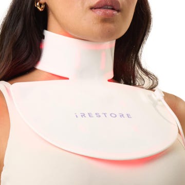 woman with a neck mask on