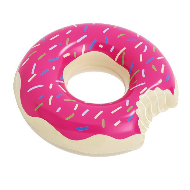 Doughnut, Pink, Ciambella, Mouth, Lip, Baked goods, Bagel, Pastry, Auto part, Automotive wheel system, 