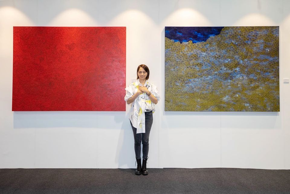 Red, Modern art, Art, Wall, Painting, Art exhibition, Visual arts, Tourist attraction, Sky, Exhibition, 