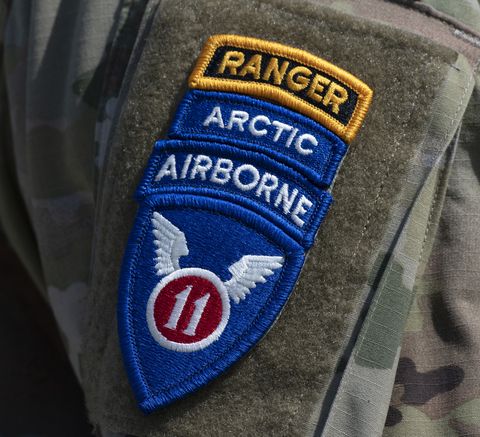 us army soldiers receive new shoulder sleeve insignia during the reflagging ceremony of the 11th airborne division, june 6, 2022, at pershing parade field, joint base elmendorf richardson, alaska the activation returns the historic 11th airborne division to an active army role, with a focus on operations in extreme cold weather and mountainous high altitude environments the ceremonies at fort wainwright and joint base elmendorf richardson reflagged the 1st stryker brigade combat team, 25th infantry division and the 4th infantry brigade combat team airborne, 25th infantry division, into the 1st and 2nd brigade combat teams, 11th airborne division, respectively us air force photo by alejandro peña