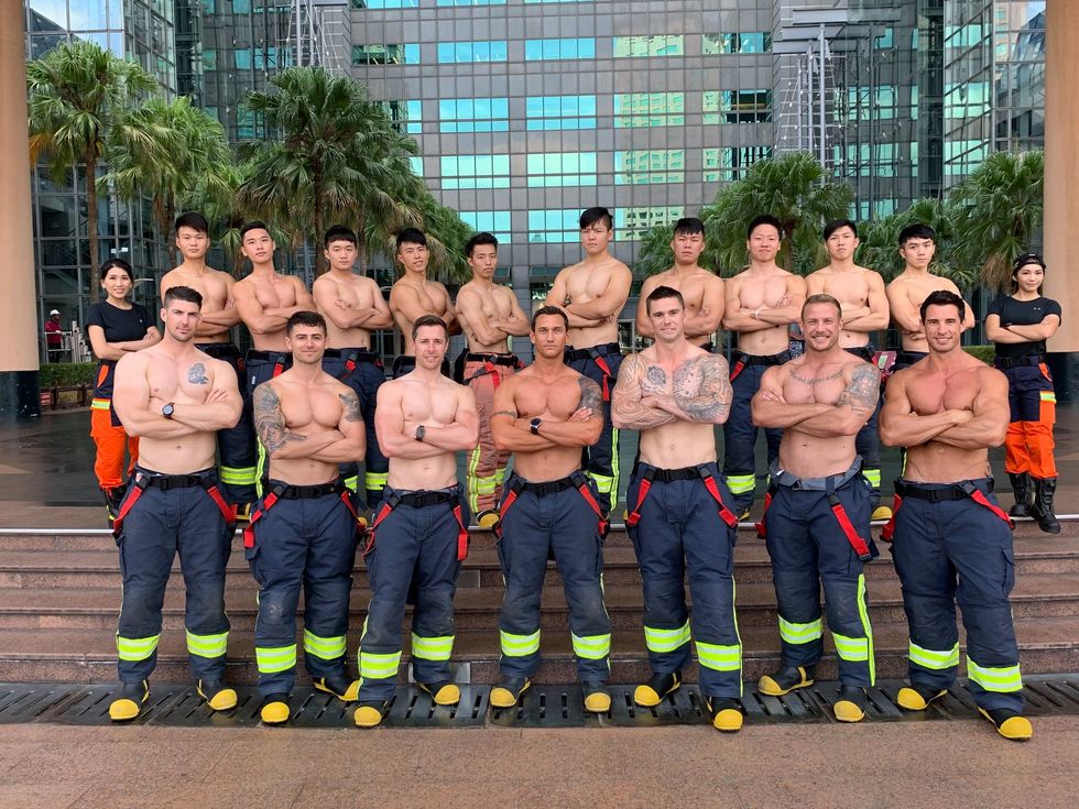 Team, Barechested, Muscle, Firefighter, Crew, 