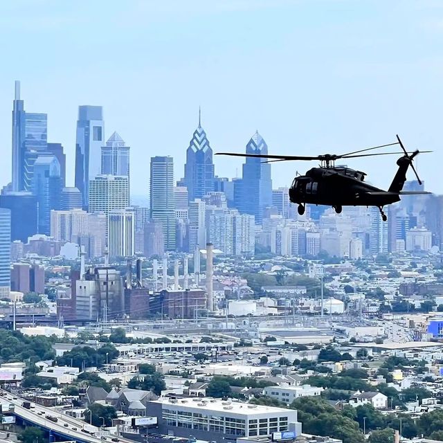 a uh 60 black hawk helicopter from the pennsylvania national guard’s 28th expeditionary combat aviation brigade flies over philadelphia during a recent dense urban terrain exercise the exercise, which ran from july 25 to 29, was conducted by task force 46, a 600 personnel chemical, biological, radiological or nuclear cbrn response element, comprised of national guard units from states across the country courtesy photo