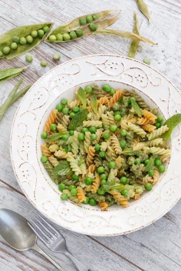 pasta con salsa de guisantes